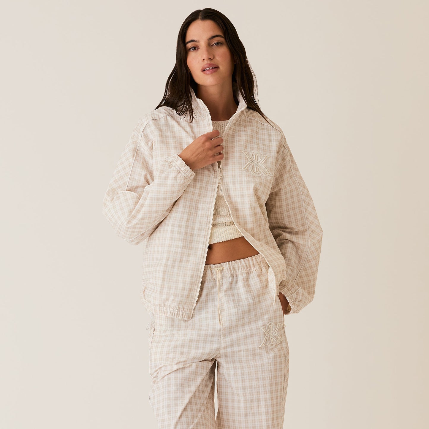 Women Kith Kith Women Azariah Check Track Jacket- White