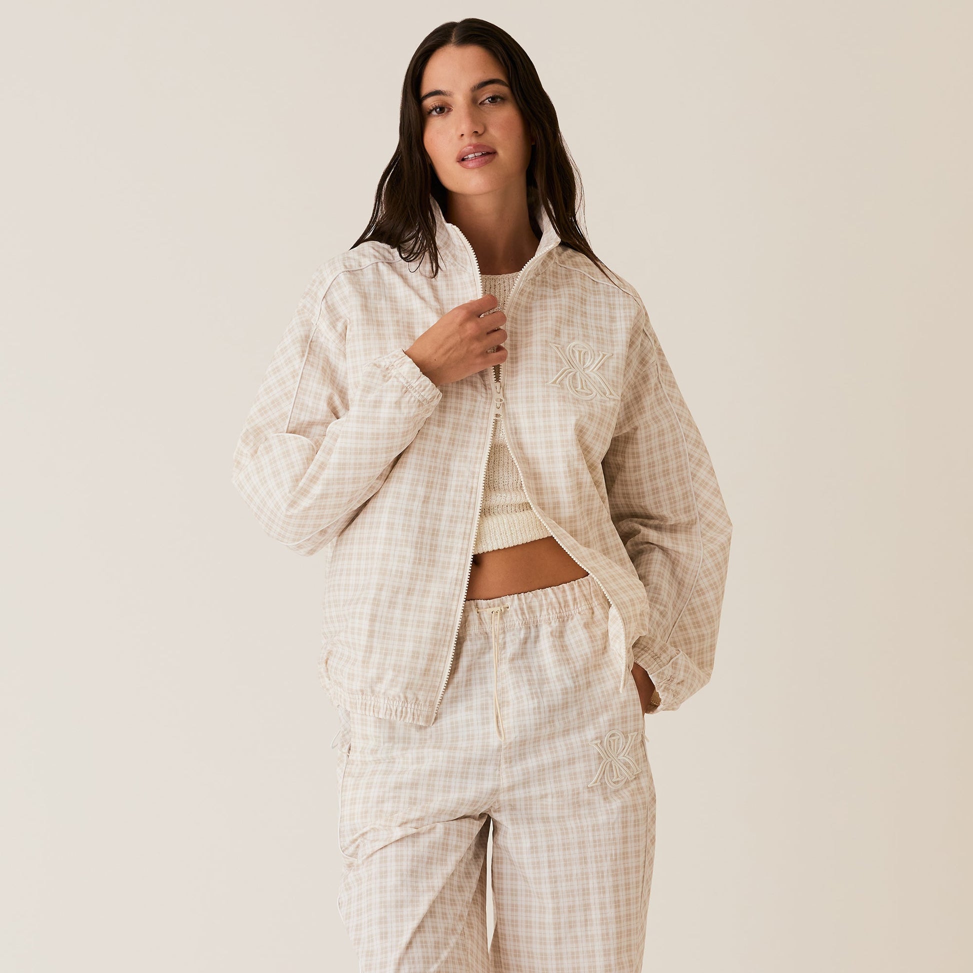 Women Kith Kith Women Azariah Check Track Jacket- White