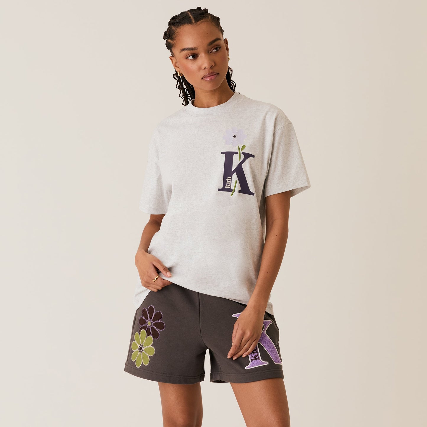 Women Kith Kith Women Flocked Bouquet Vintage Tee - Light Heather Grey