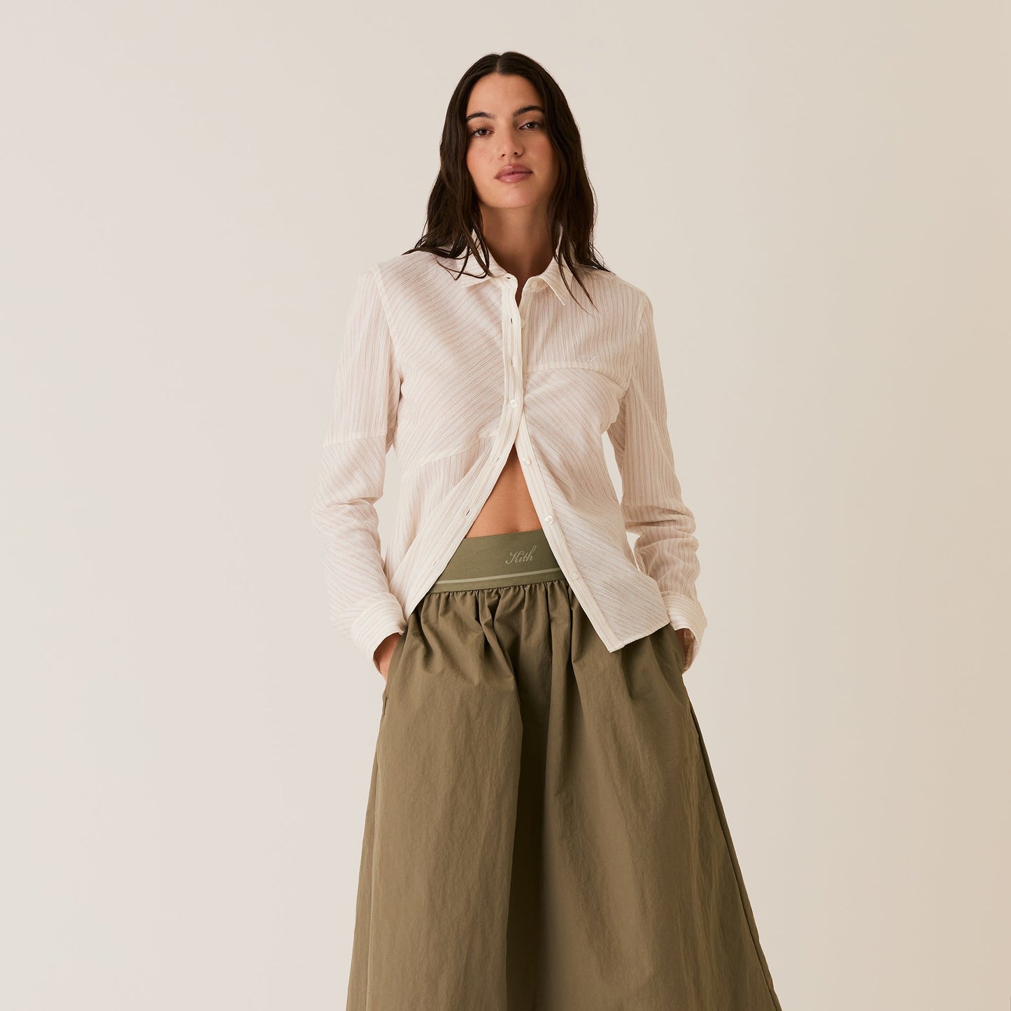 Women Kith Kith Women Ella Patchwork Fitted Shirt - Oxide