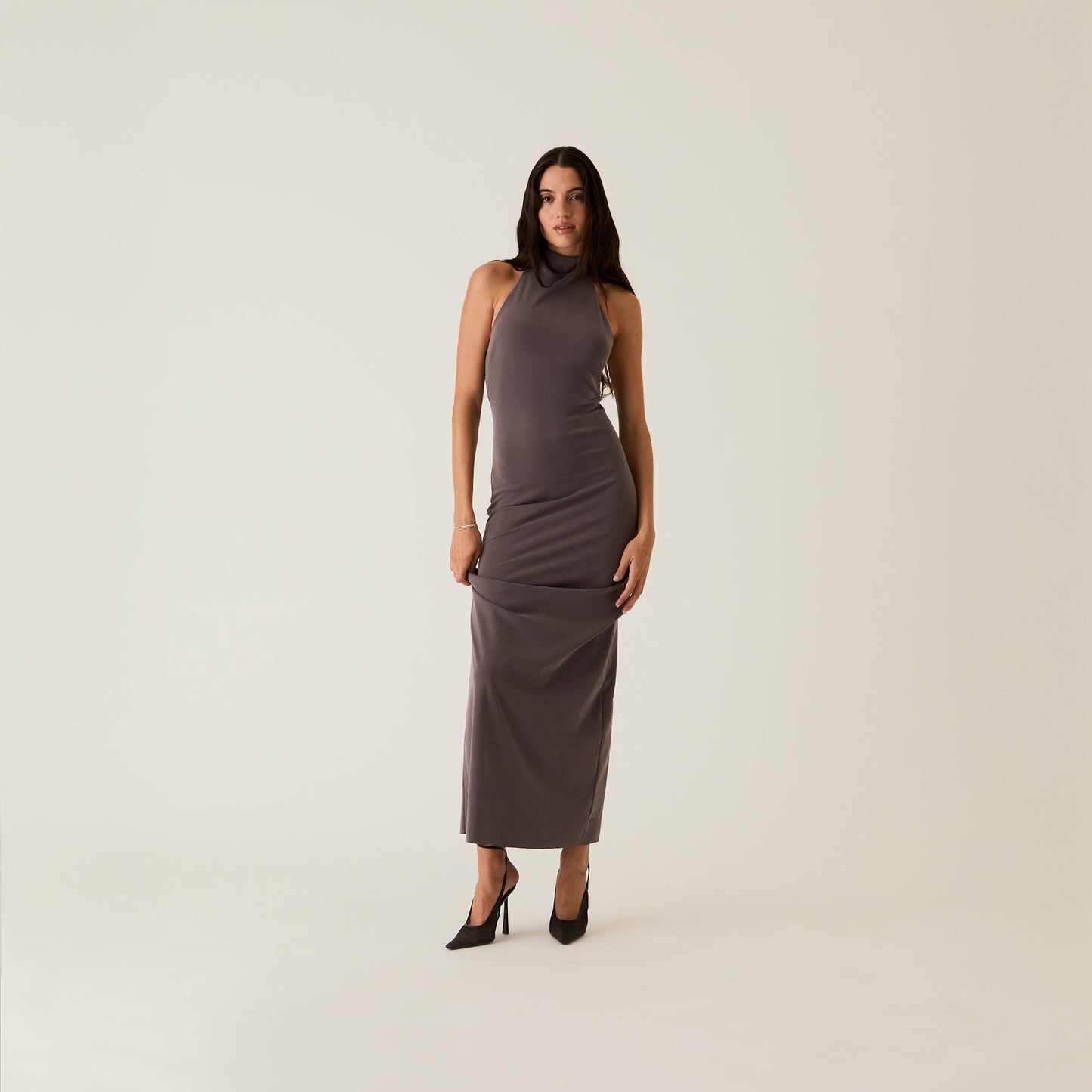 Women Kith Kith Women Harley Halter Maxi Dress - Hematite