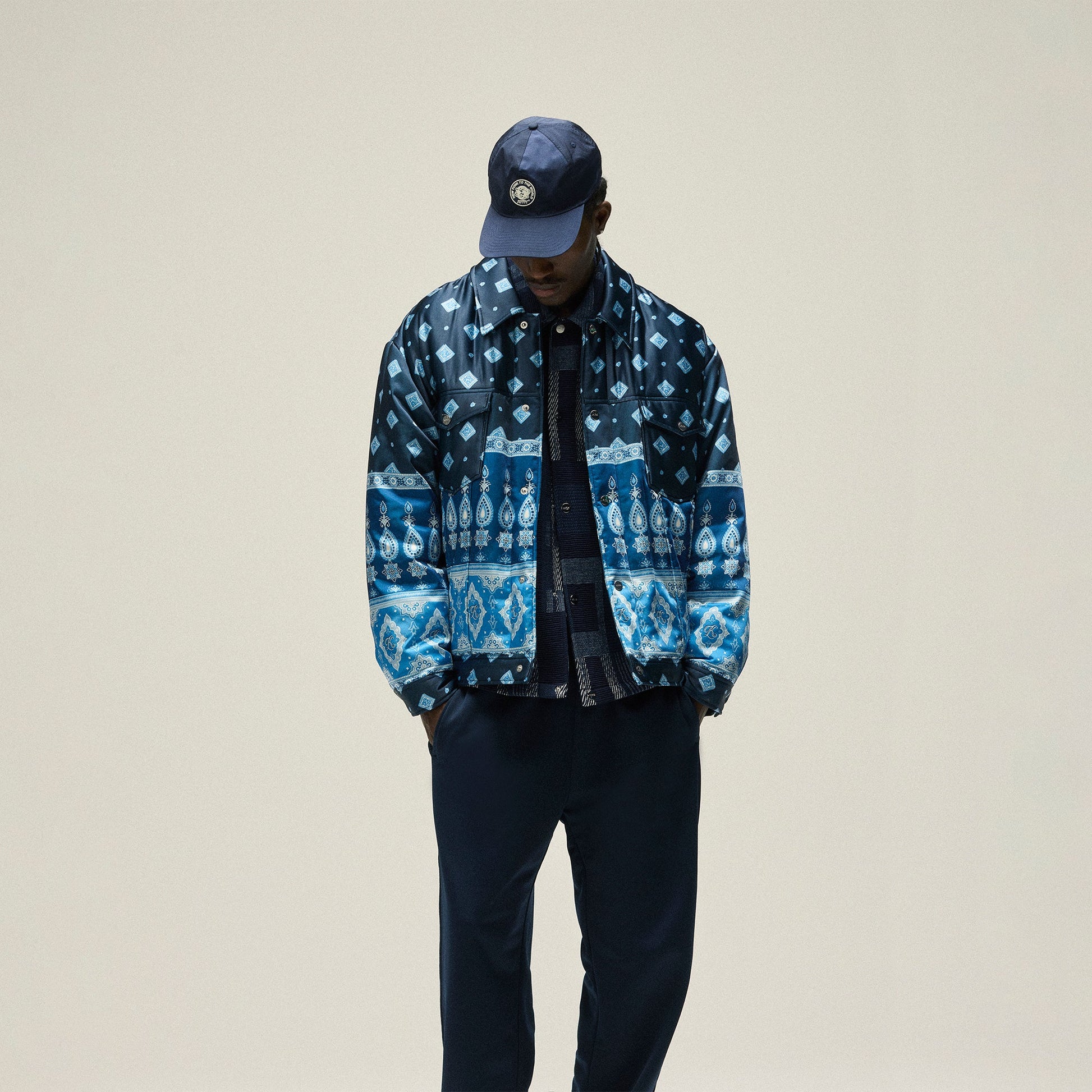 Men Kith Kith Puffed Jase Satin Trucker Jacket - Nocturnal