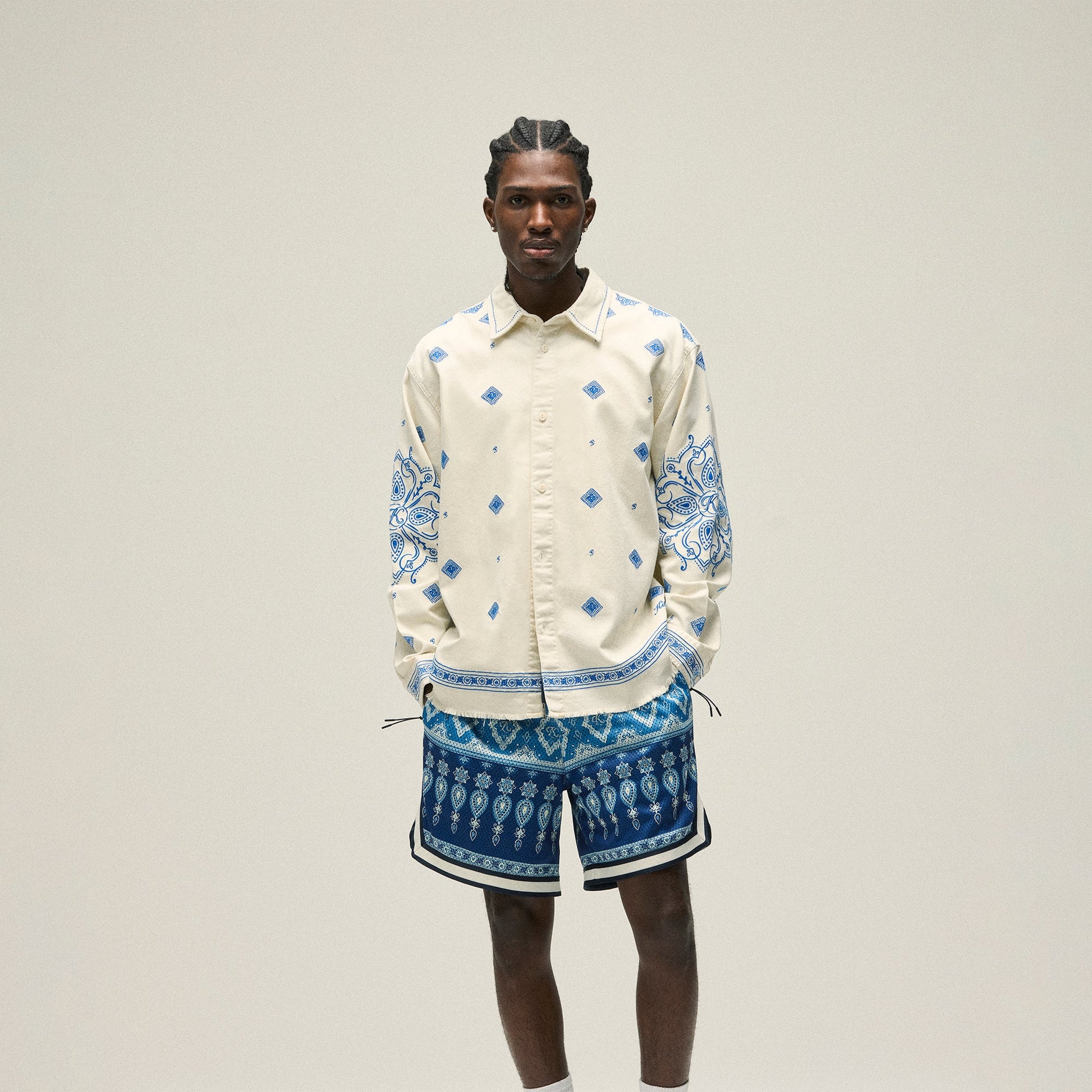 Men Kith Kith Raw Hem Denim Apollo Shirt - Lake