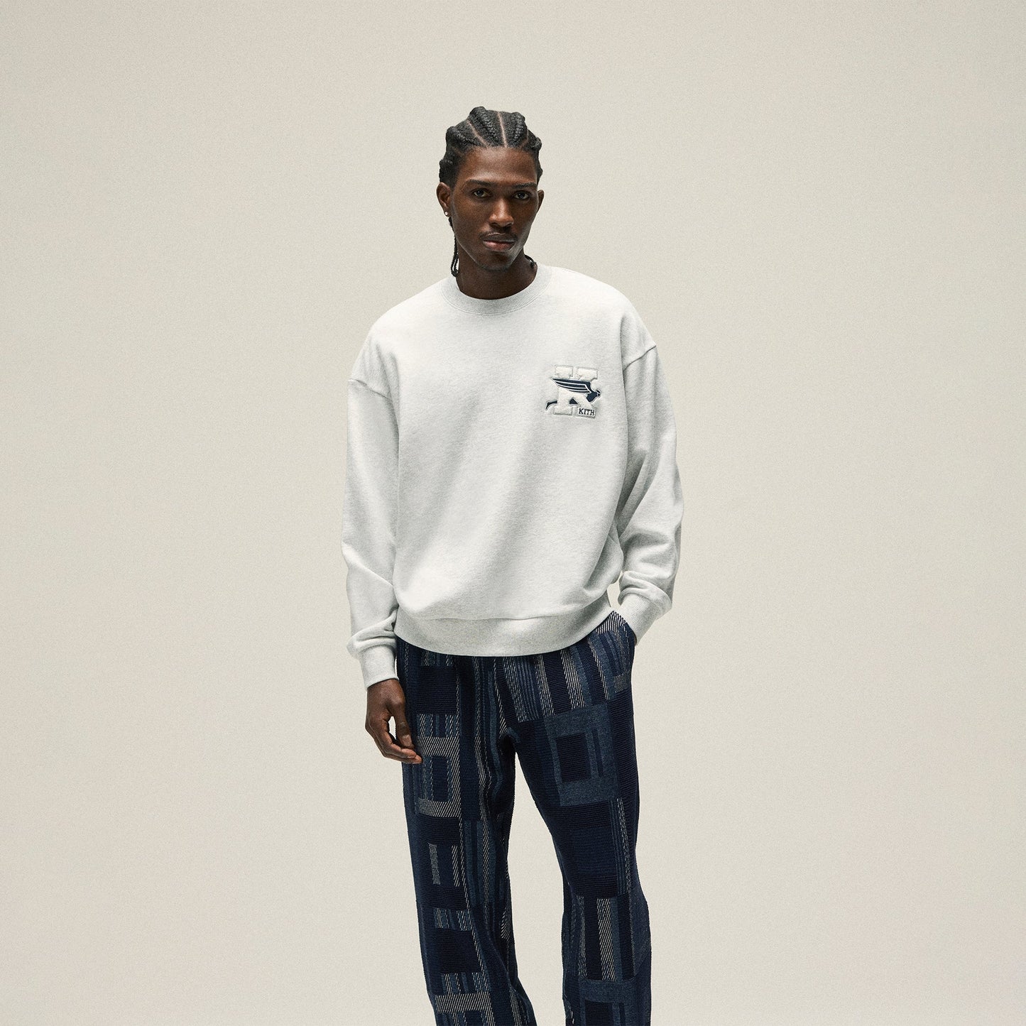 Men Kith Kith Flight Logo Nelson Crewneck - Light Heather Grey
