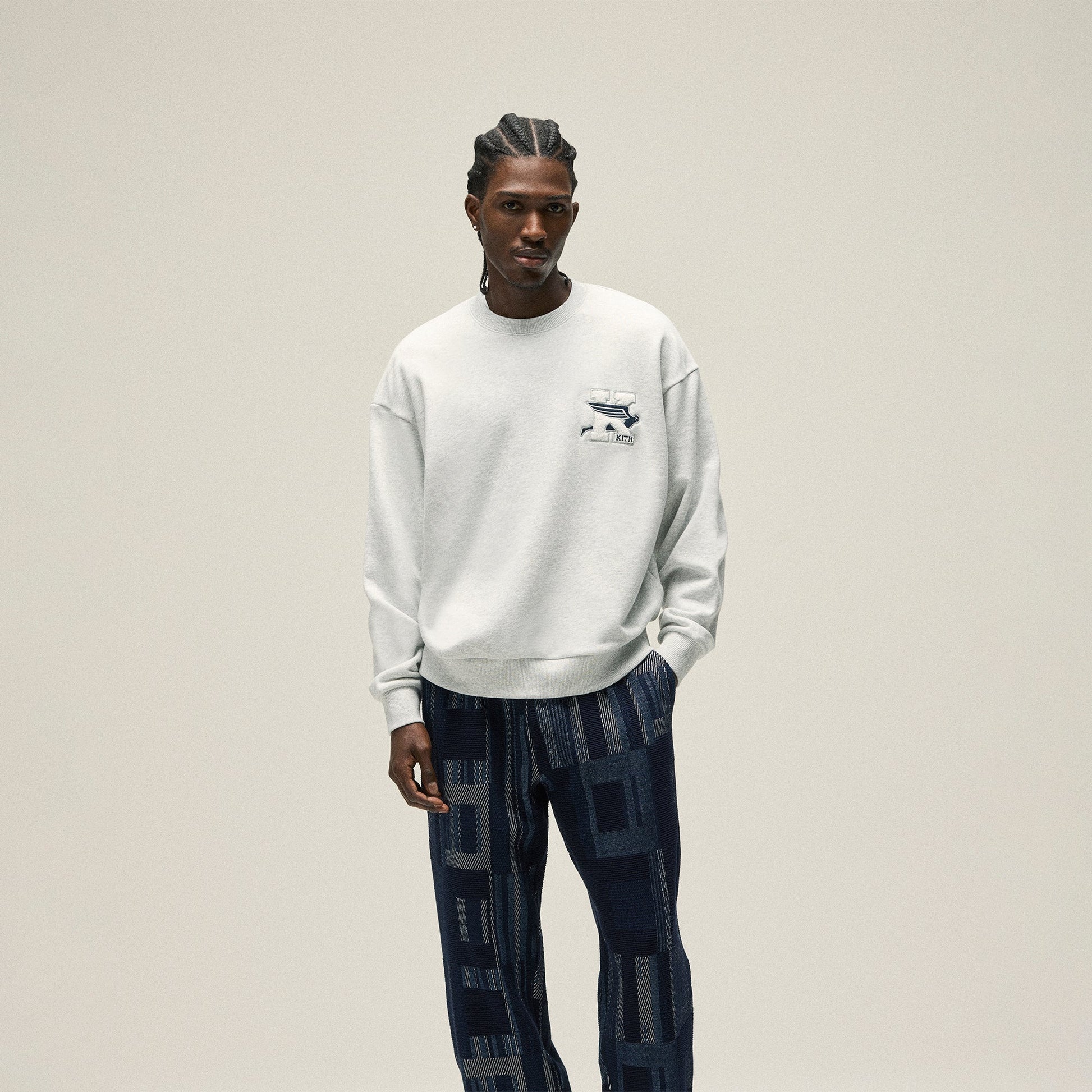 Men Kith Kith Flight Logo Nelson Crewneck - Light Heather Grey