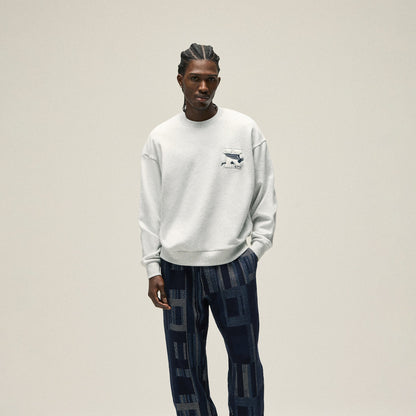 Men Kith Kith Flight Logo Nelson Crewneck - Light Heather Grey
