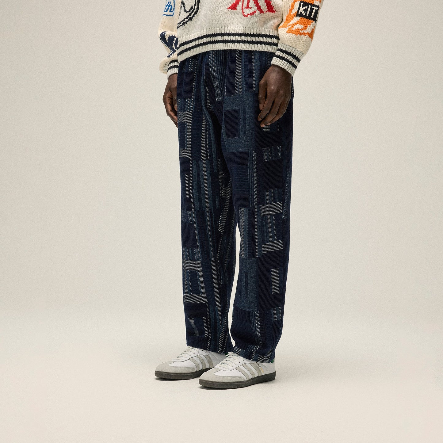 Men Kith Kith Geometric Knit Elmhurst Pant - Nocturnal