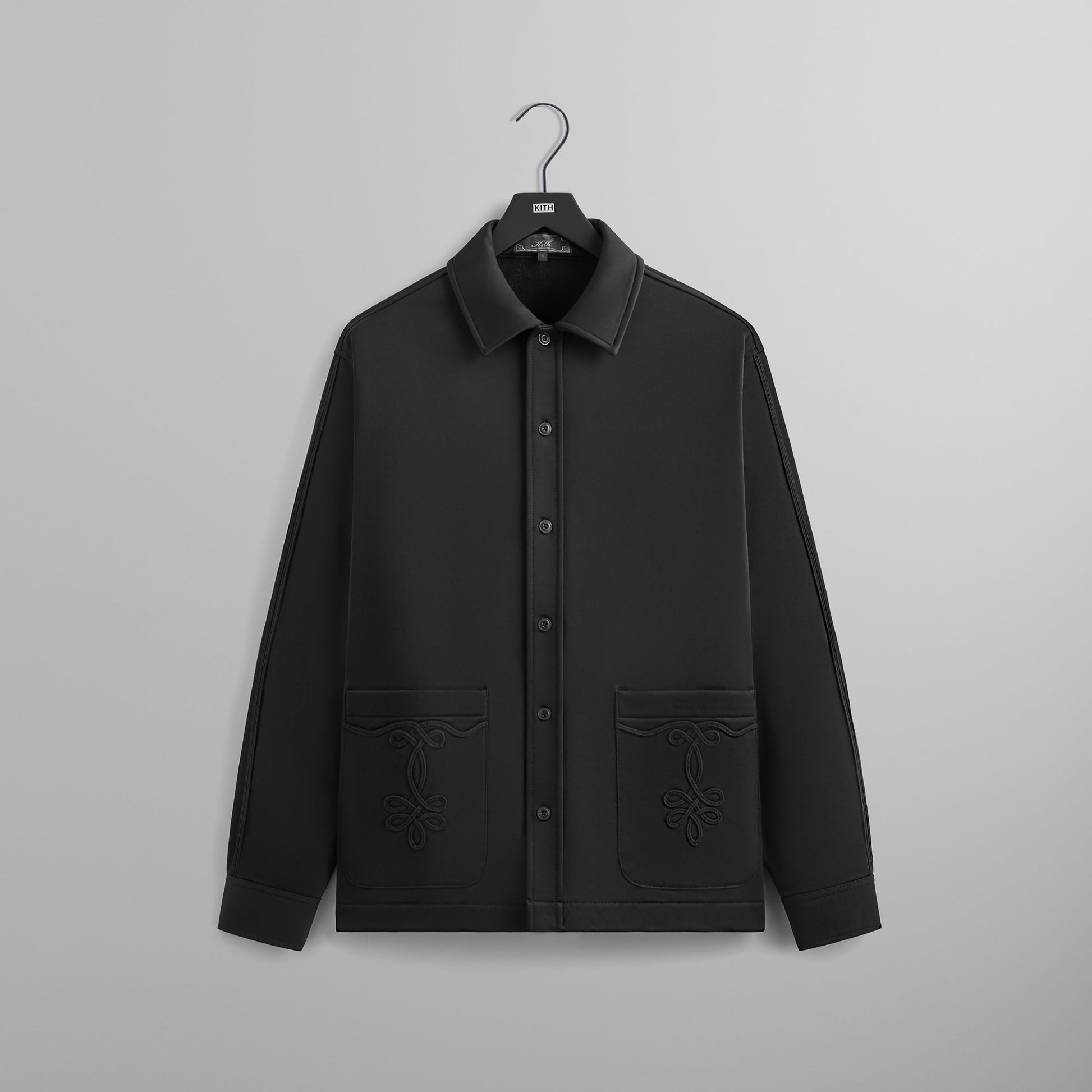 Men Kith Kith Long Sleeve Boxy Collared Overshirt - Black