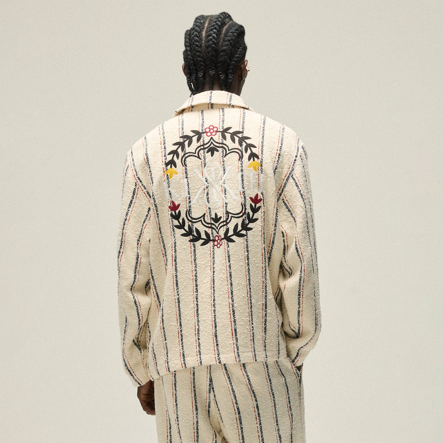 Men Kith Kith Striped Boucle Coaches Jacket - Whisper