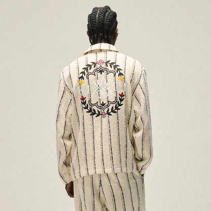 Men Kith Kith Striped Boucle Coaches Jacket - Whisper