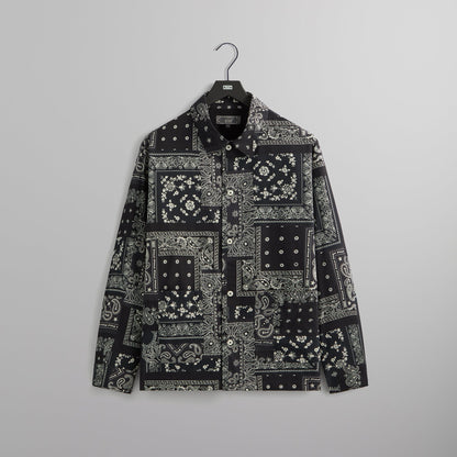 Men Kith Kith Washed Cotton Bandana Boxy Collared Overshirt - Black