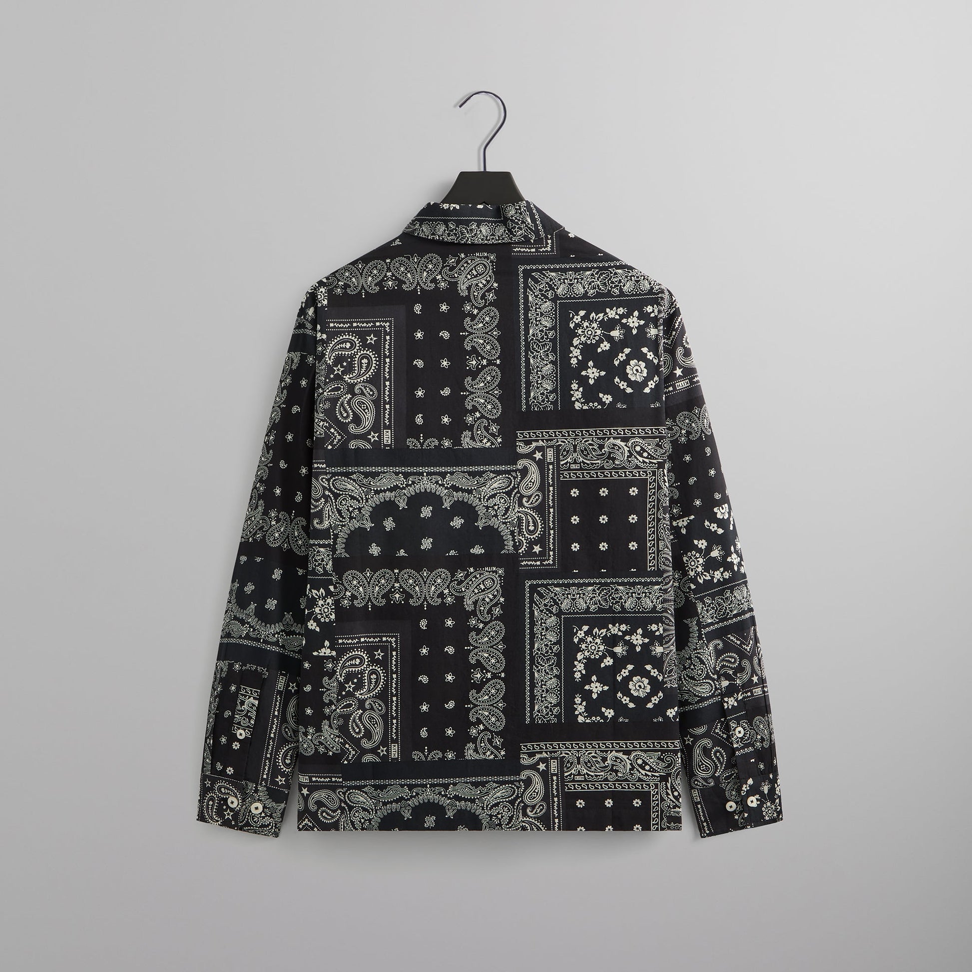 Men Kith Kith Washed Cotton Bandana Boxy Collared Overshirt - Black