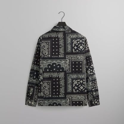 Men Kith Kith Washed Cotton Bandana Boxy Collared Overshirt - Black