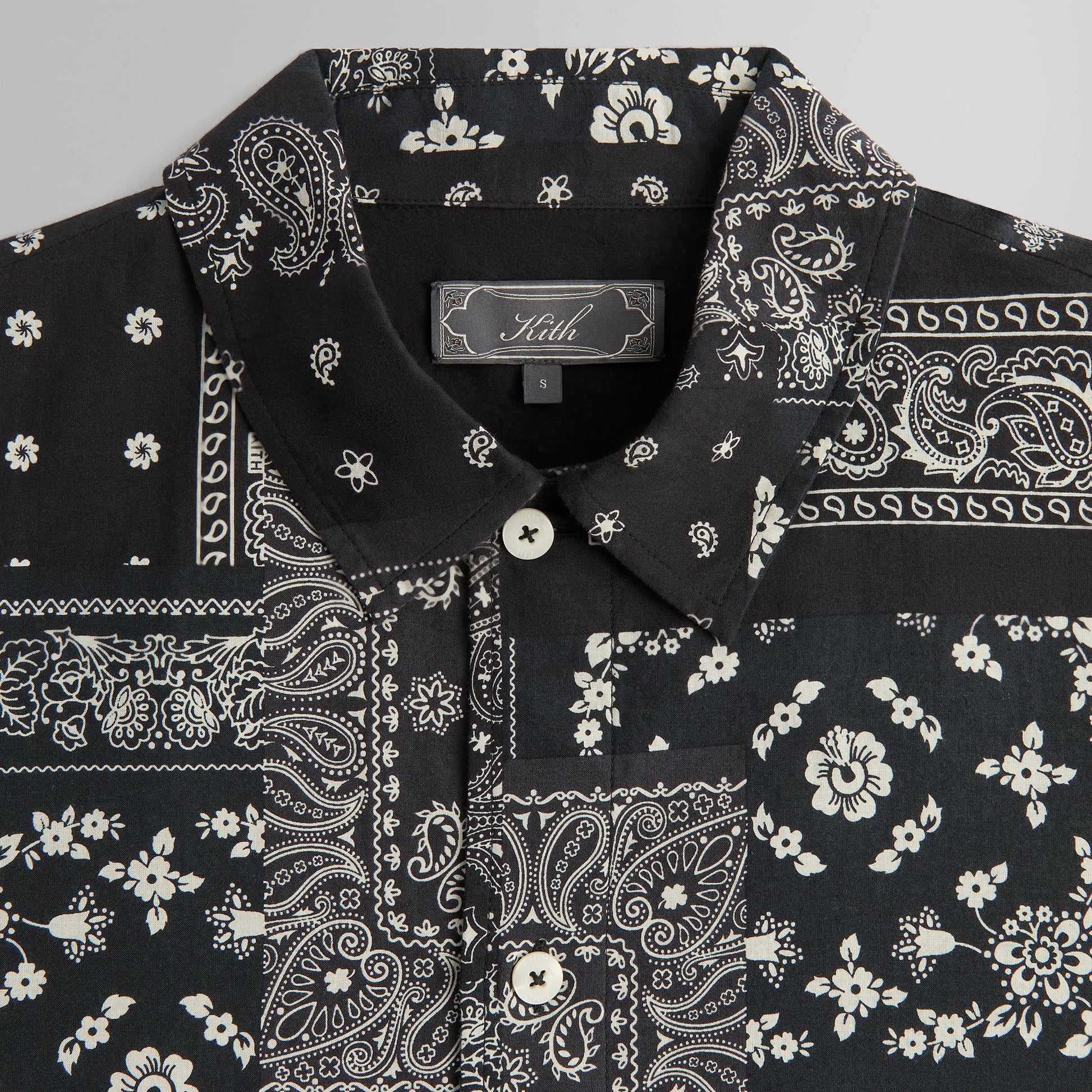 Men Kith Kith Washed Cotton Bandana Boxy Collared Overshirt - Black