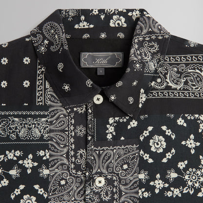 Men Kith Kith Washed Cotton Bandana Boxy Collared Overshirt - Black