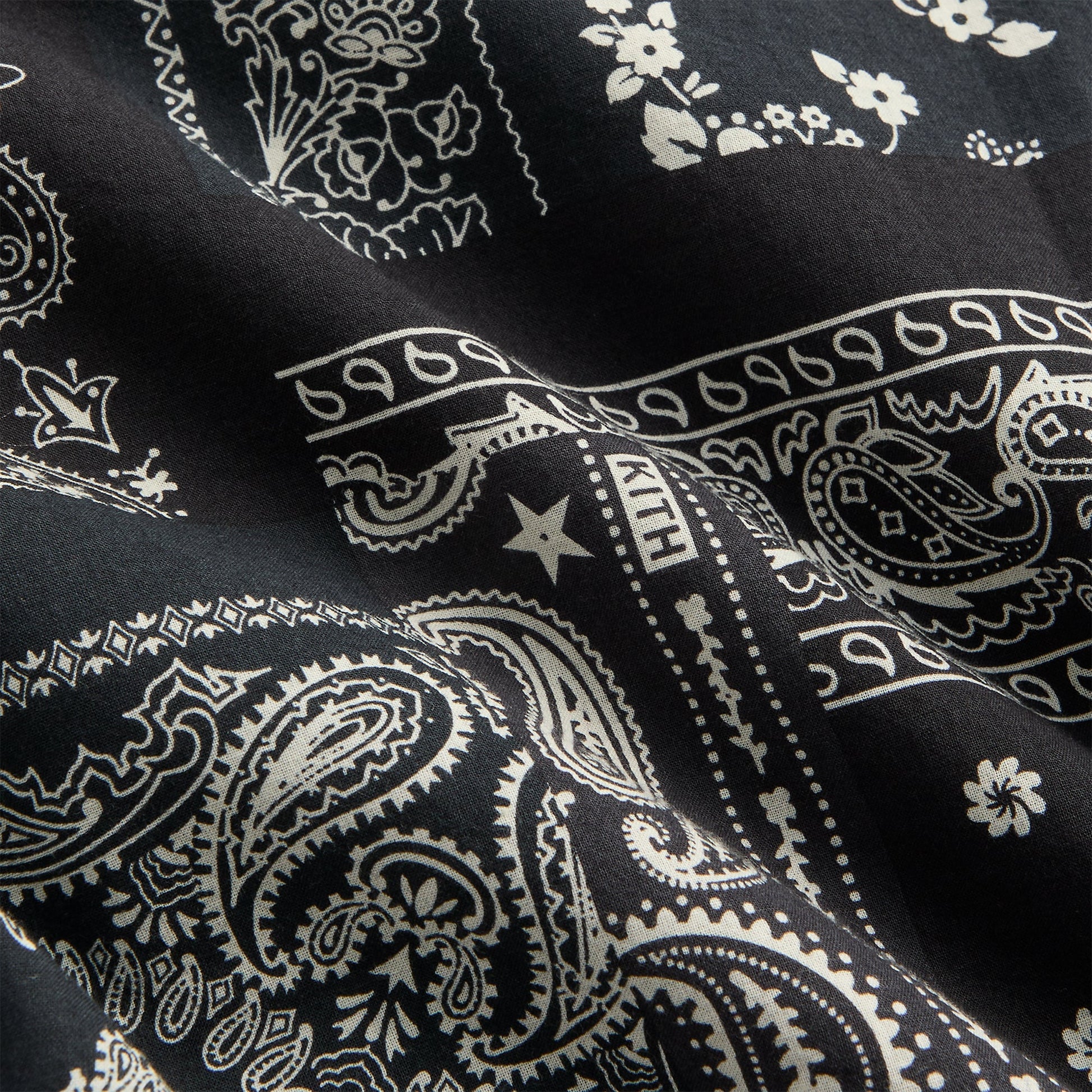 Men Kith Kith Washed Cotton Bandana Boxy Collared Overshirt - Black