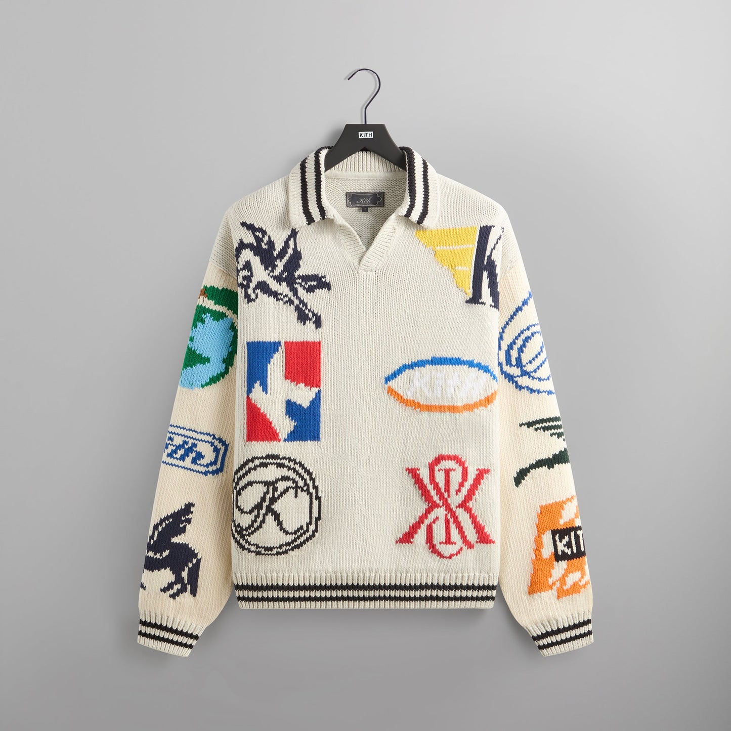 Men Kith Kith Nelson Rugby Sweater - Light Heather Grey