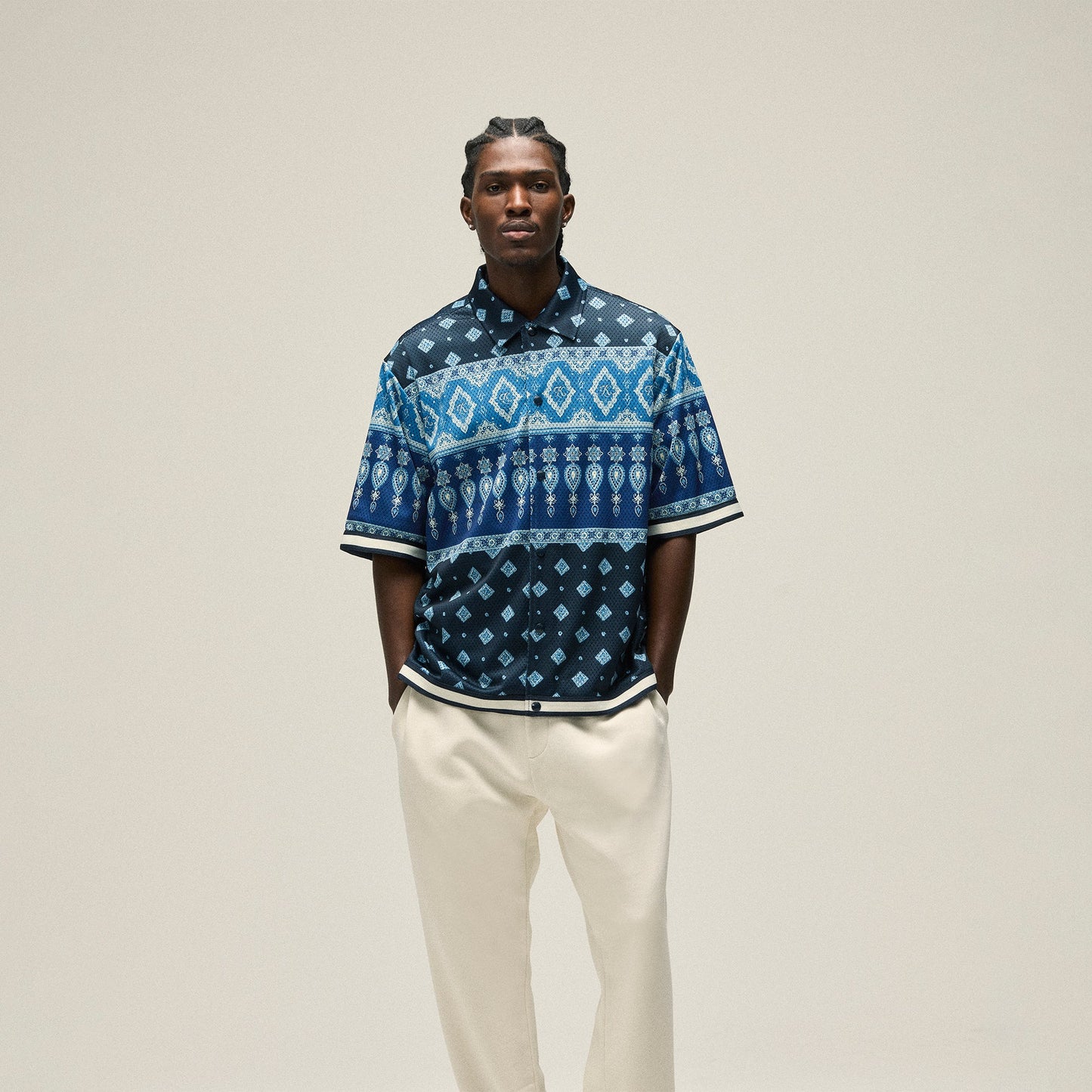 Men Kith Kith Printed Mesh Woodpoint Shirt - Nocturnal