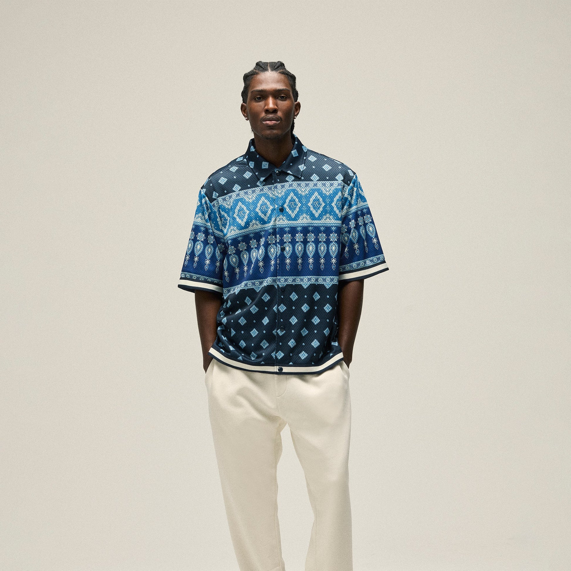 Men Kith Kith Printed Mesh Woodpoint Shirt - Nocturnal