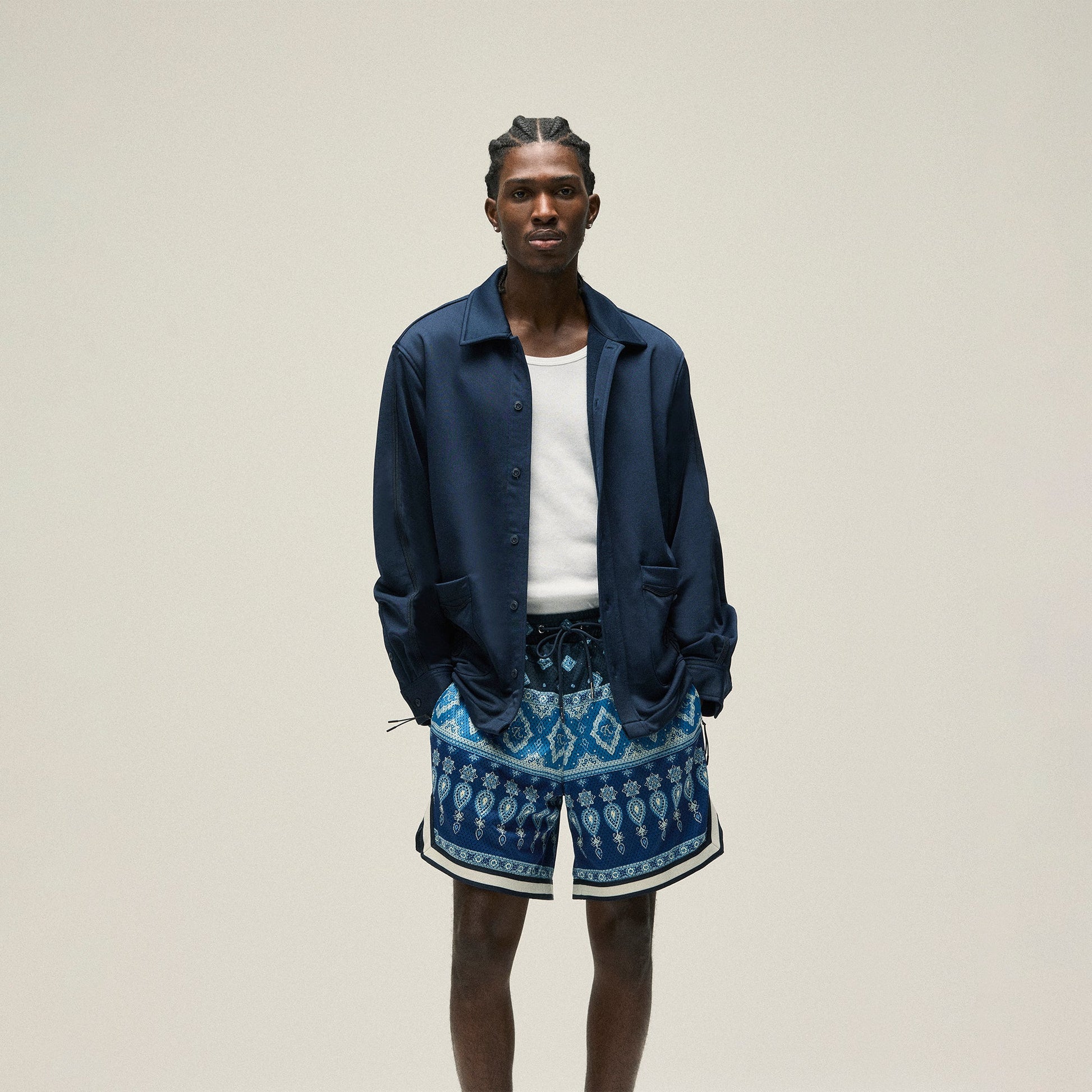 Men Kith Kith Long Sleeve Boxy Collared Overshirt - Nocturnal