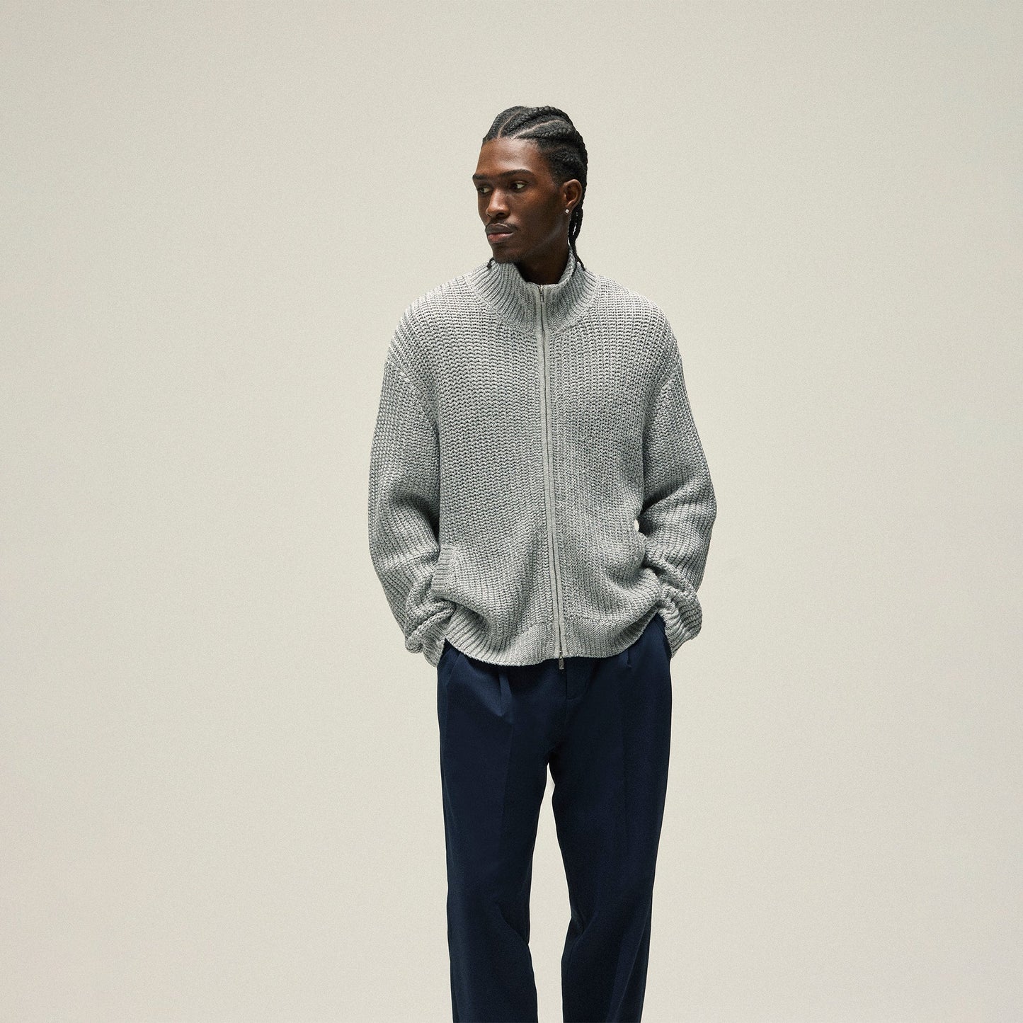 Men Kith &Kin Reflective Wyona Full Zip Sweater - Silver