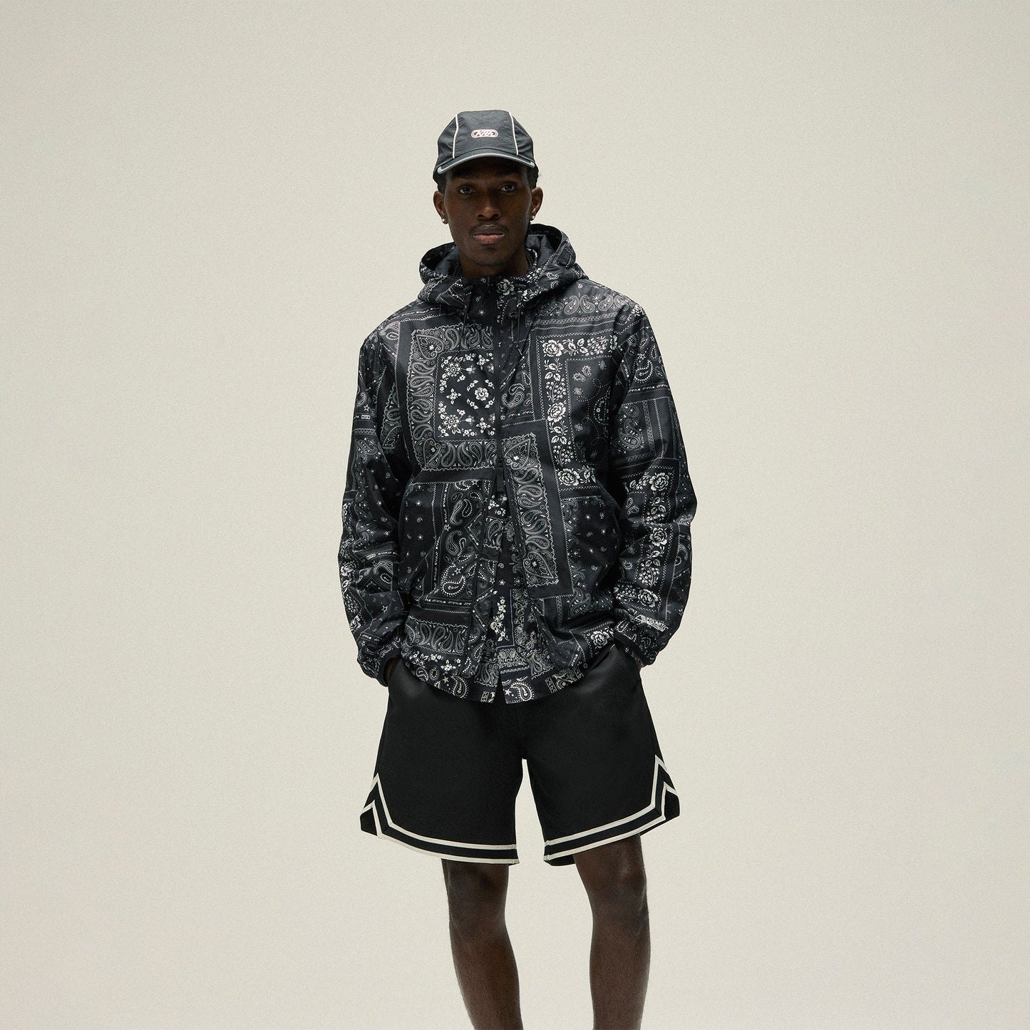 Men Kith Kith Deconstructed Bandana Madison V Jacket - Black