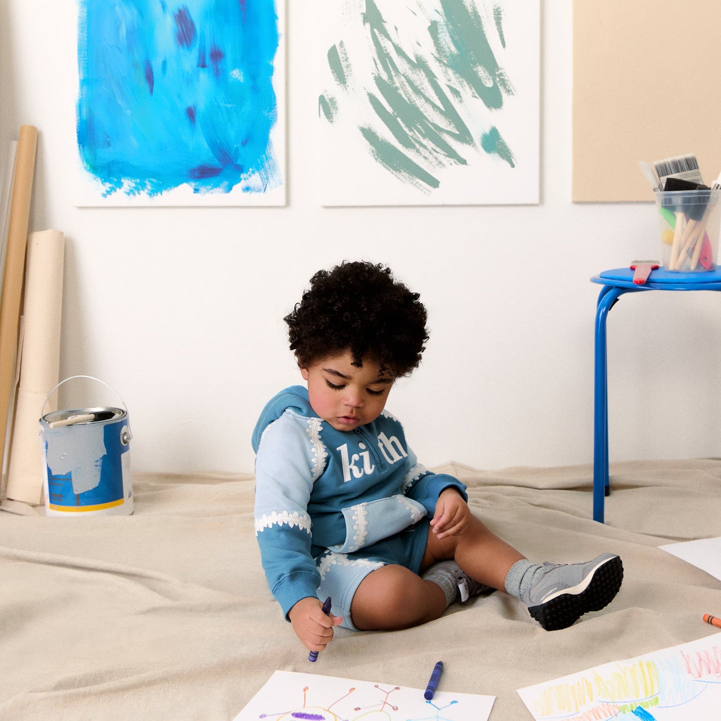 Kids Kith Kith Baby Color-Blocked Vale Nelson Quarter Zip Hoodie - Farrow
