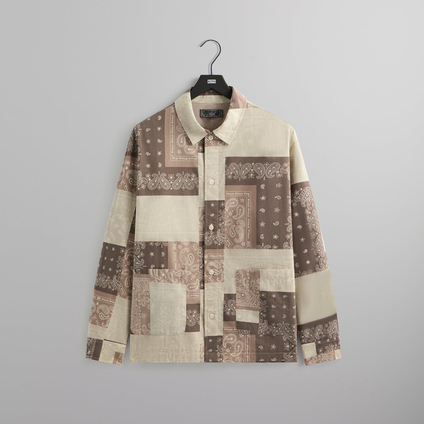Men Kith Kith Washed Cotton Bandana Boxy Collared Overshirt - Overcast