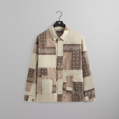 Men Kith Kith Washed Cotton Bandana Boxy Collared Overshirt - Overcast