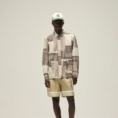 Men Kith Kith Washed Cotton Bandana Boxy Collared Overshirt - Overcast