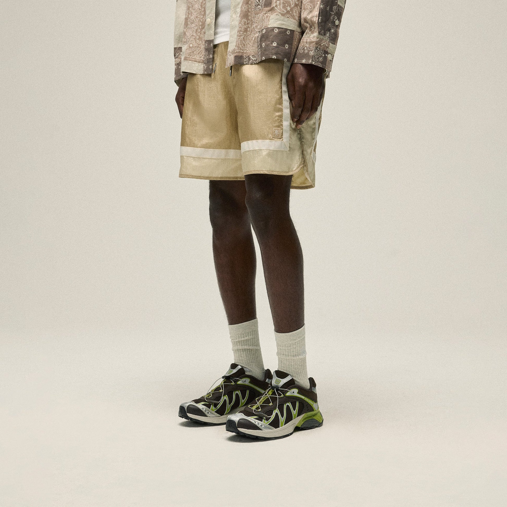 Men Kith Kith Washed Cotton Bandana Boxy Collared Overshirt - Overcast