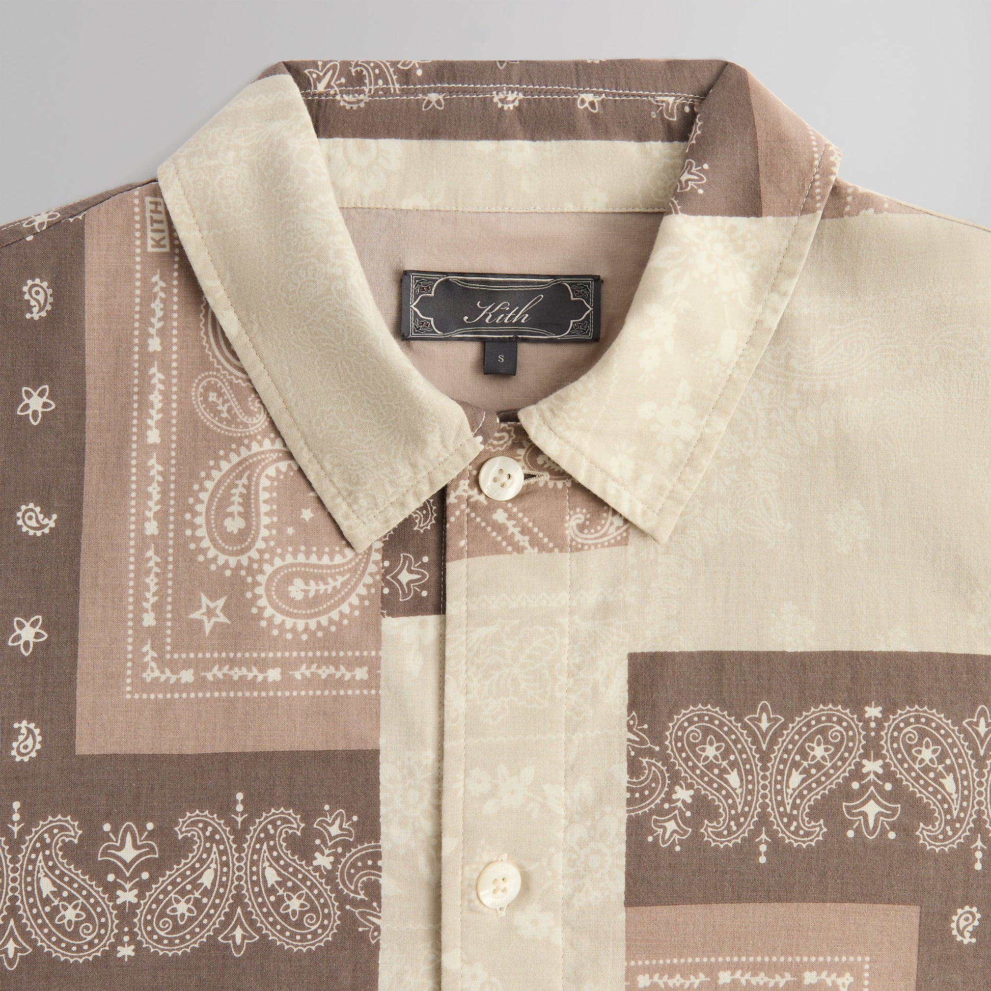 Men Kith Kith Washed Cotton Bandana Boxy Collared Overshirt - Overcast