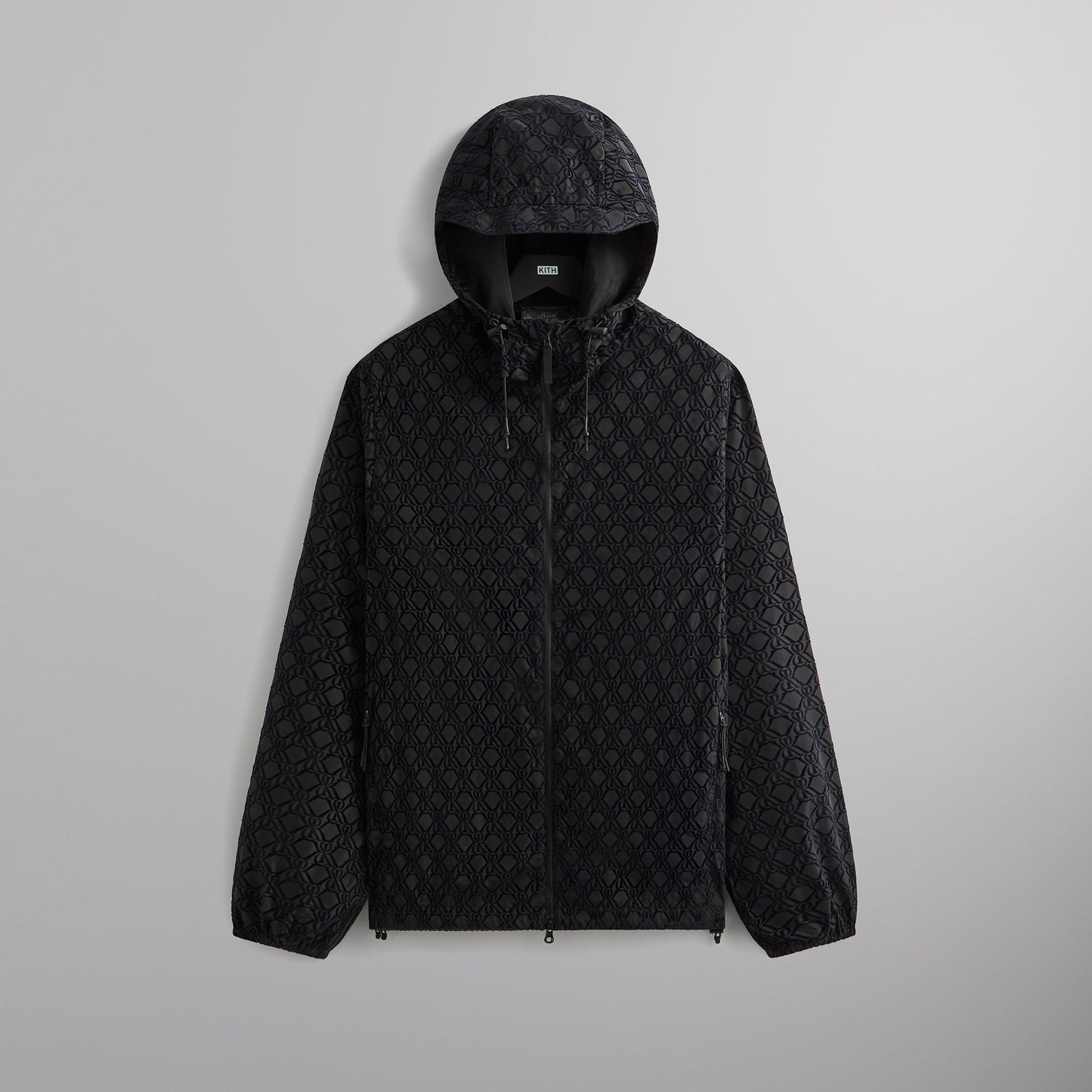 Men Kith Kith Flocked Crest Damien Windbreaker - Black