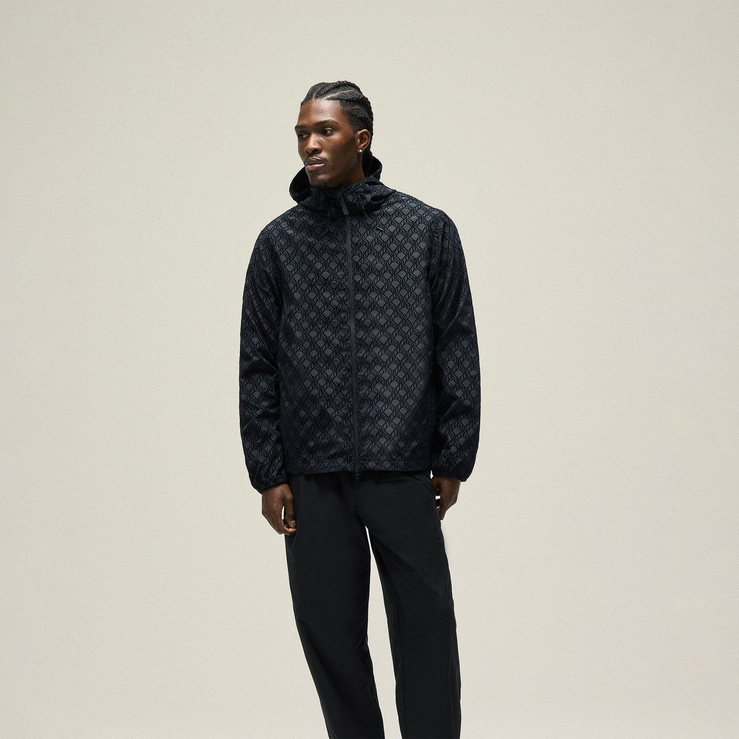 Men Kith Kith Flocked Crest Damien Windbreaker - Black