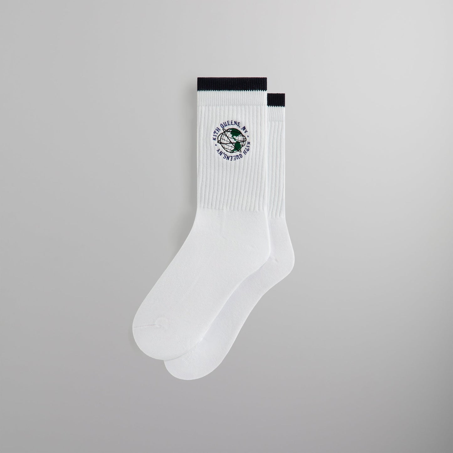 Men Kith Kith Embroidered Globe Crew Sock - White