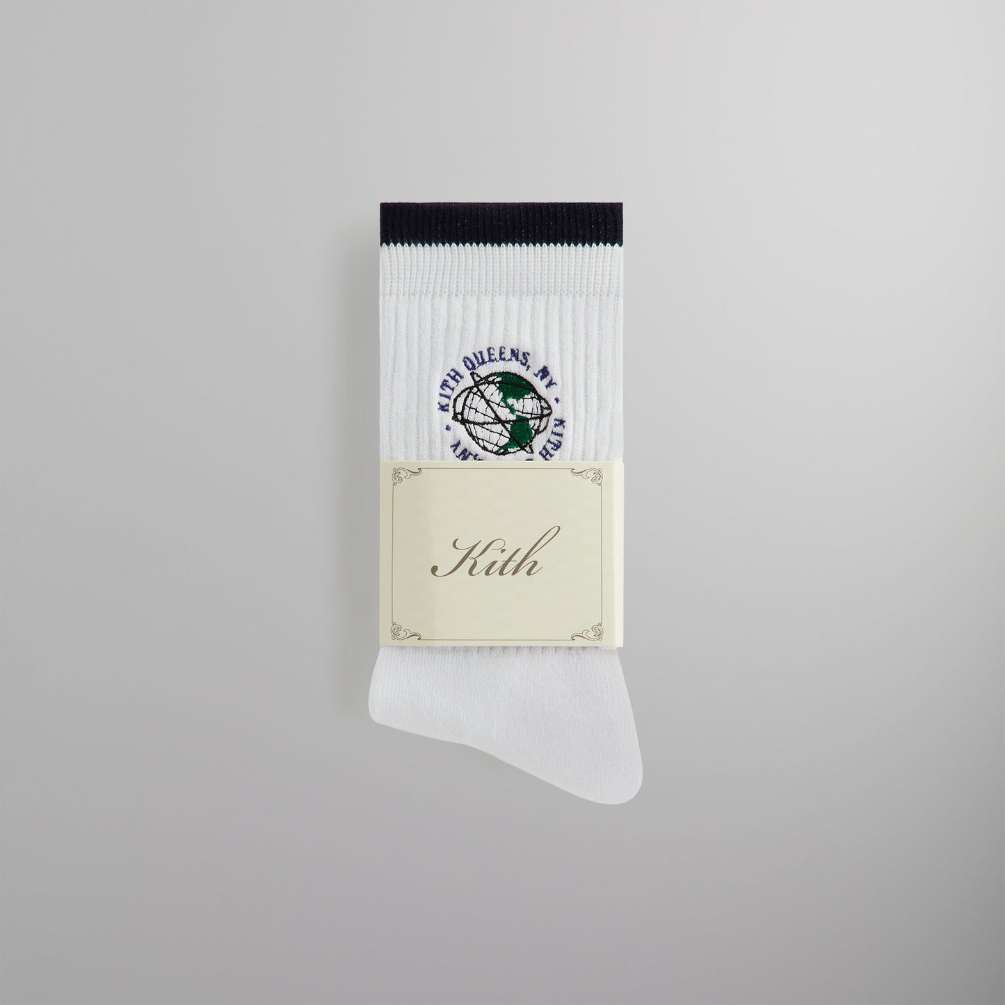 Men Kith Kith Embroidered Globe Crew Sock - White
