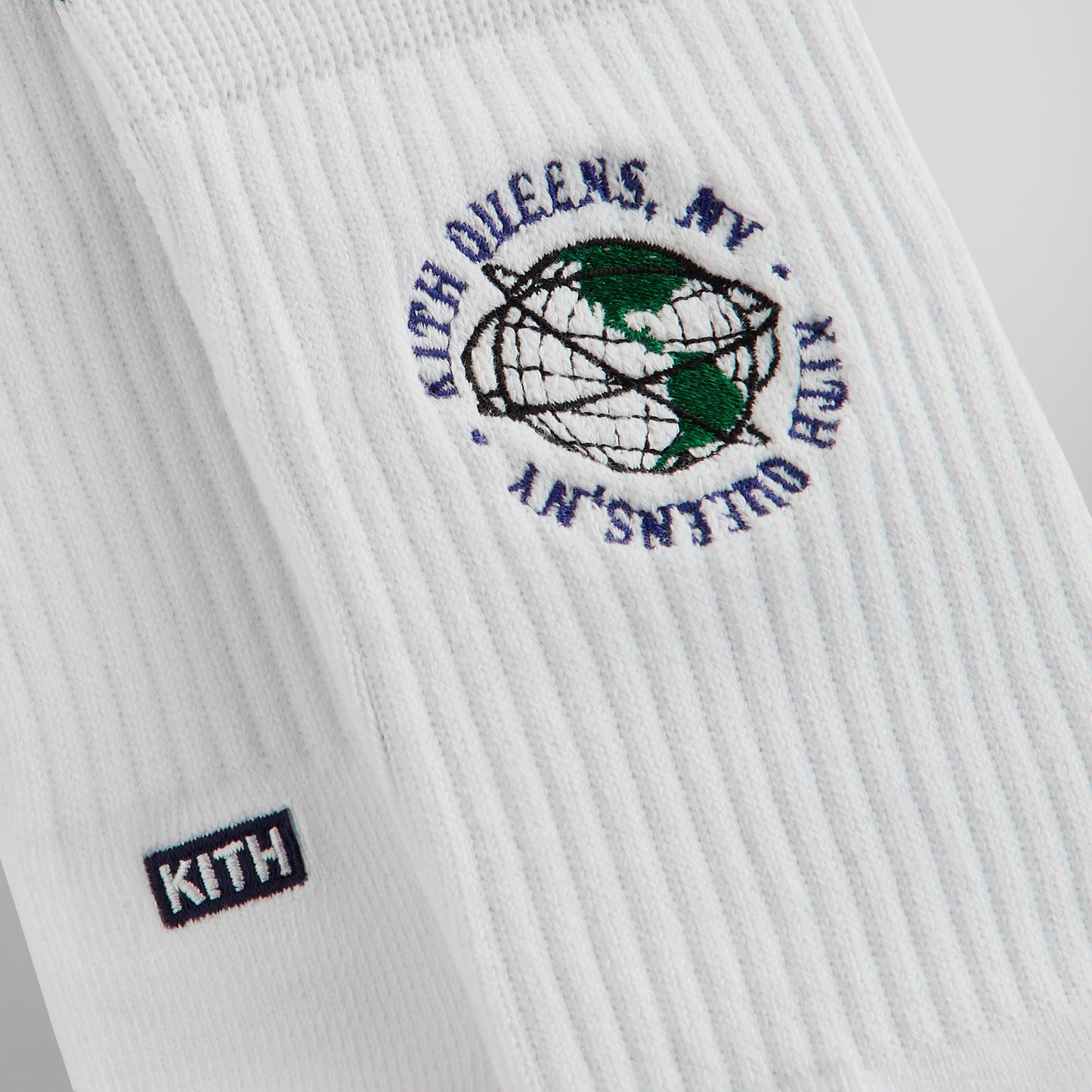 Men Kith Kith Embroidered Globe Crew Sock - White