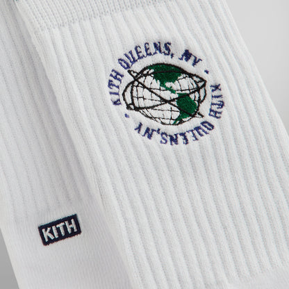 Men Kith Kith Embroidered Globe Crew Sock - White