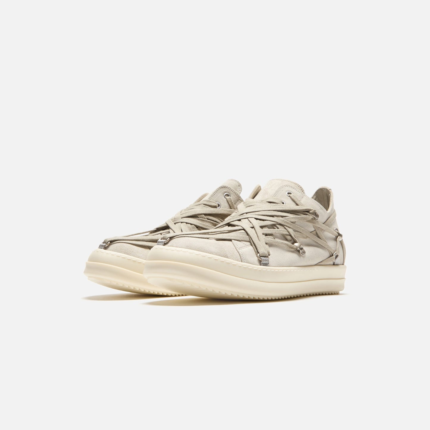 Men|Women Kith Rick Owens Megalaced Low Sneaks - Scarpe In Pelle Dinge / Milk
