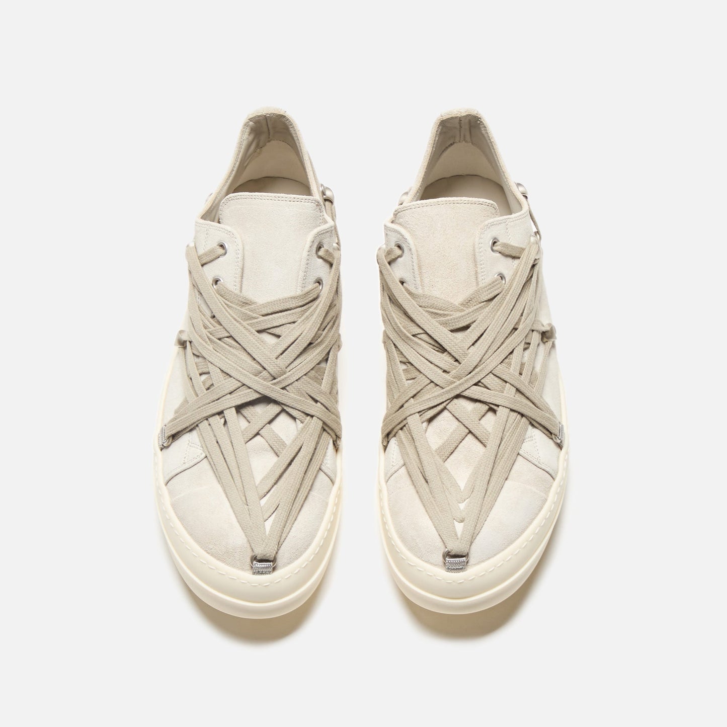 Men|Women Kith Rick Owens Megalaced Low Sneaks - Scarpe In Pelle Dinge / Milk