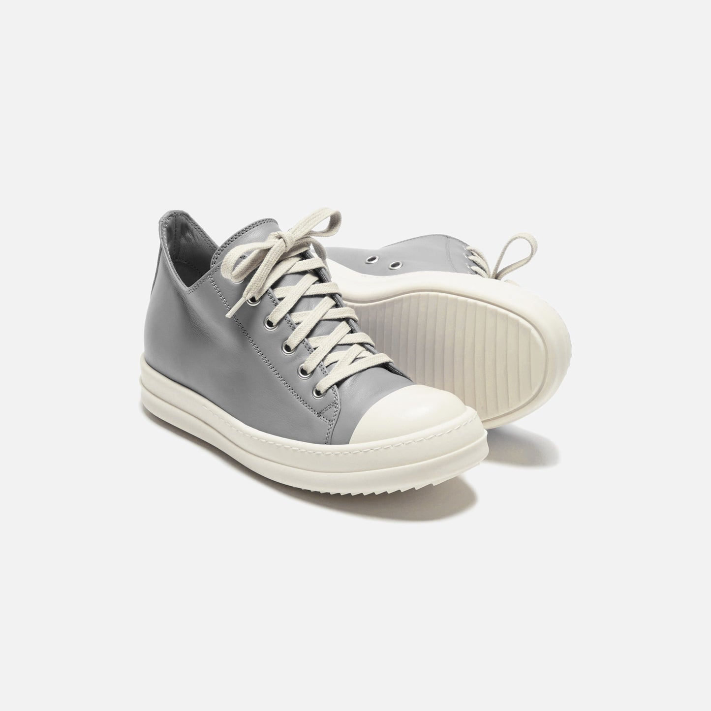 Men Kith Rick Owens Low Sneaks - Scarpe In Pelle / Dust / Milk / Milk