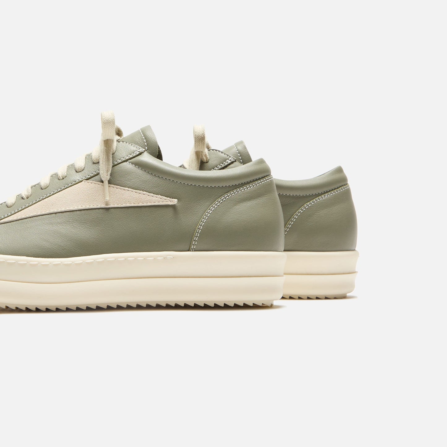 Men Kith Rick Owens Vintage Sneaker - Scarpe In Pelle Celadon / Milk / Milk