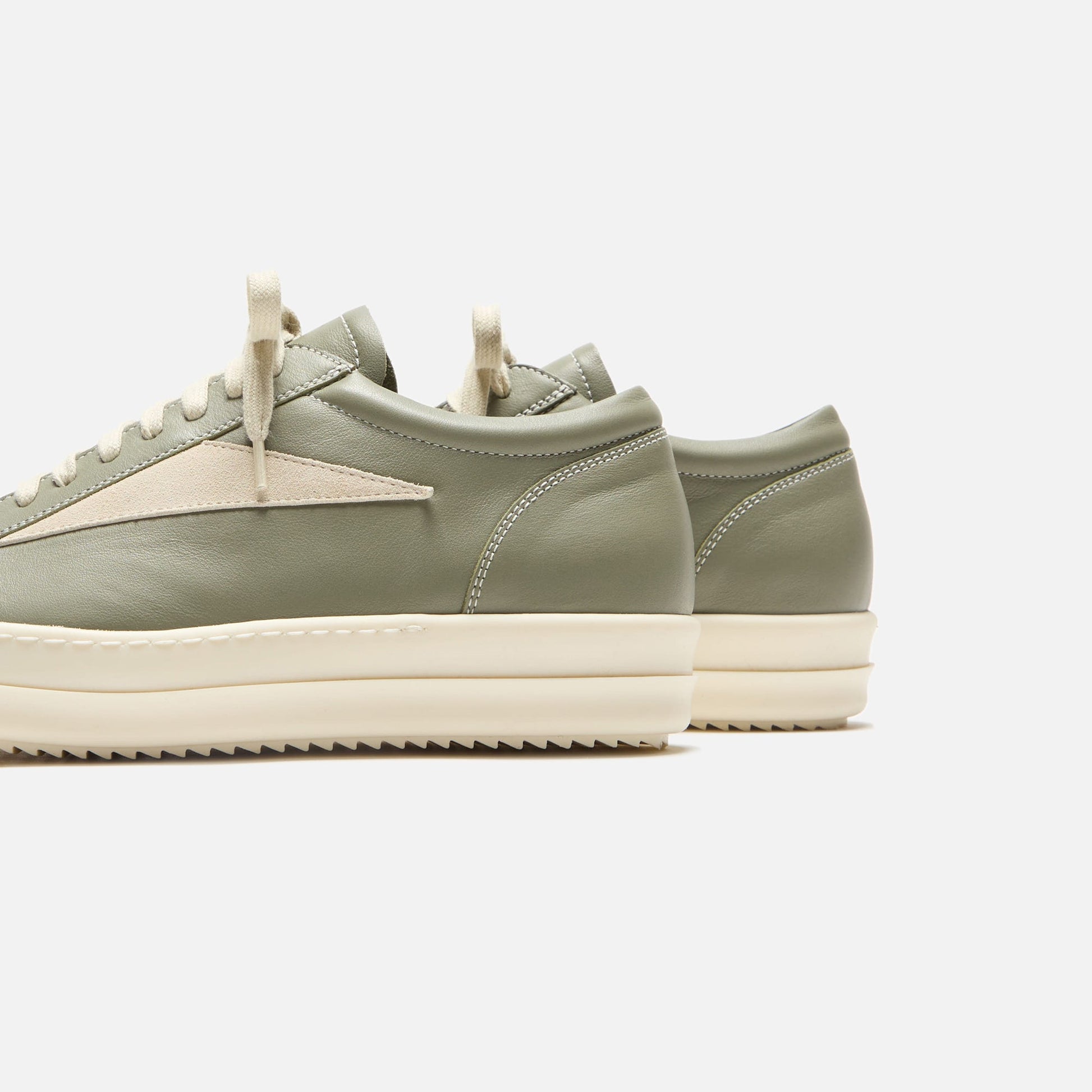 Men Kith Rick Owens Vintage Sneaker - Scarpe In Pelle Celadon / Milk / Milk