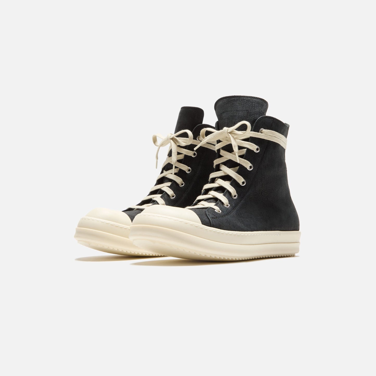 Men Kith Rick Owens Sneakers - Scarpe In Pelle / Black / Milk / Milk