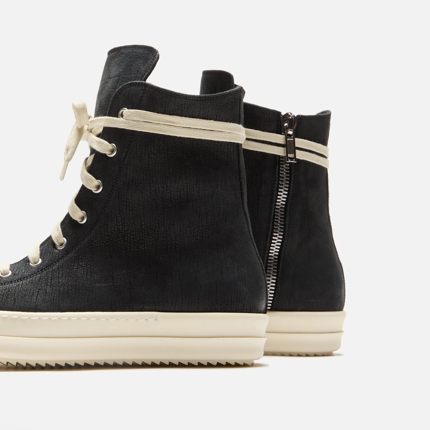 Men Kith Rick Owens Sneakers - Scarpe In Pelle / Black / Milk / Milk