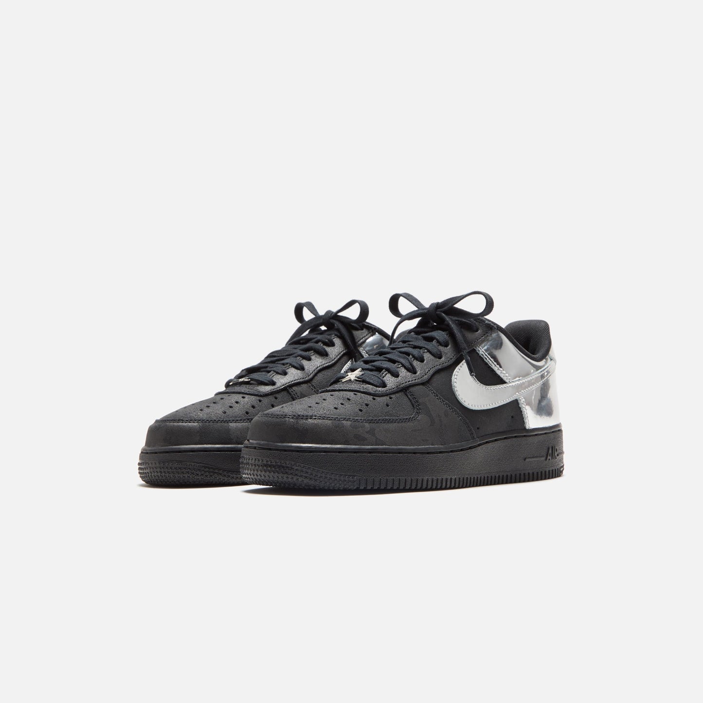 Men Kith Nike Air Force 1 - Black / Metallic Silver