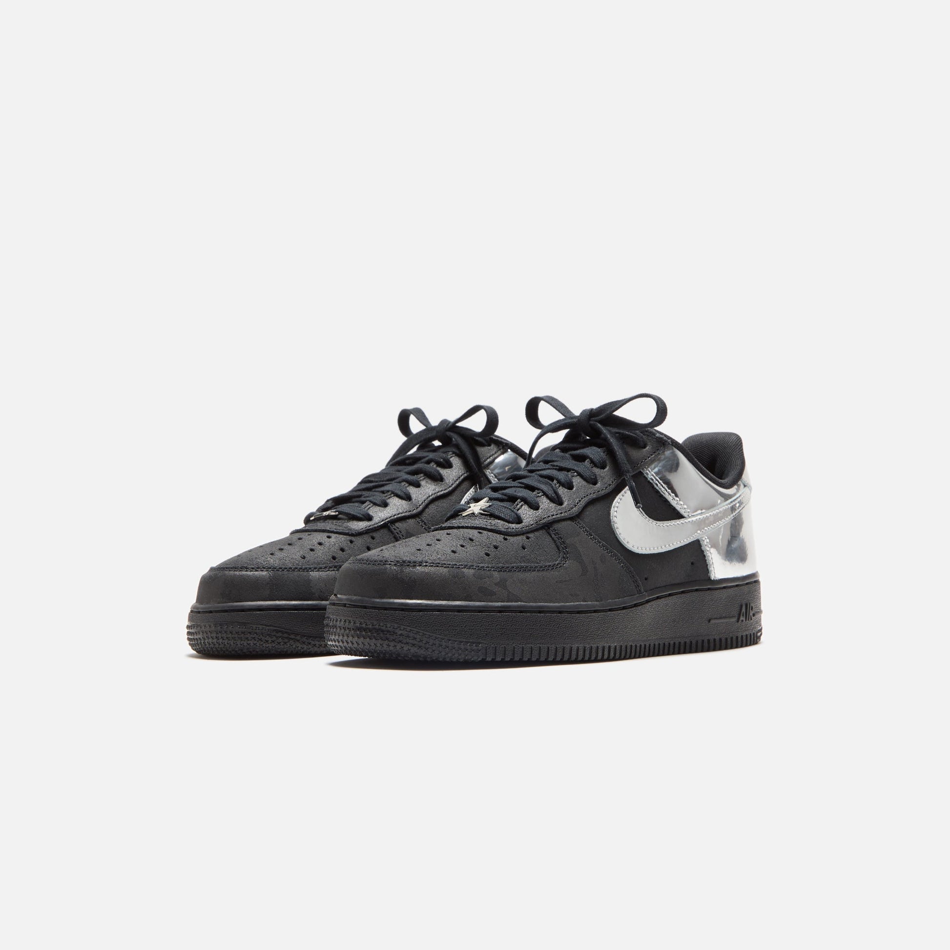 Men Kith Nike Air Force 1 - Black / Metallic Silver