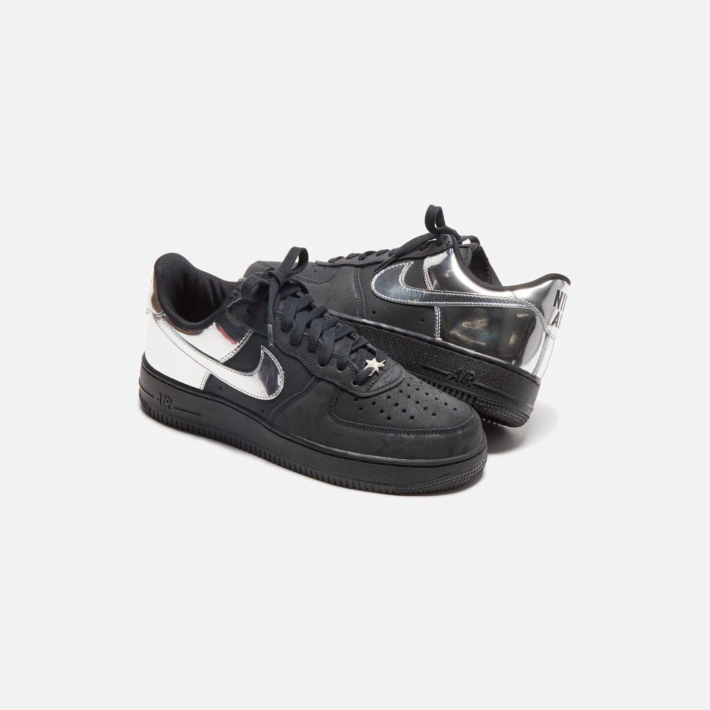 Men Kith Nike Air Force 1 - Black / Metallic Silver