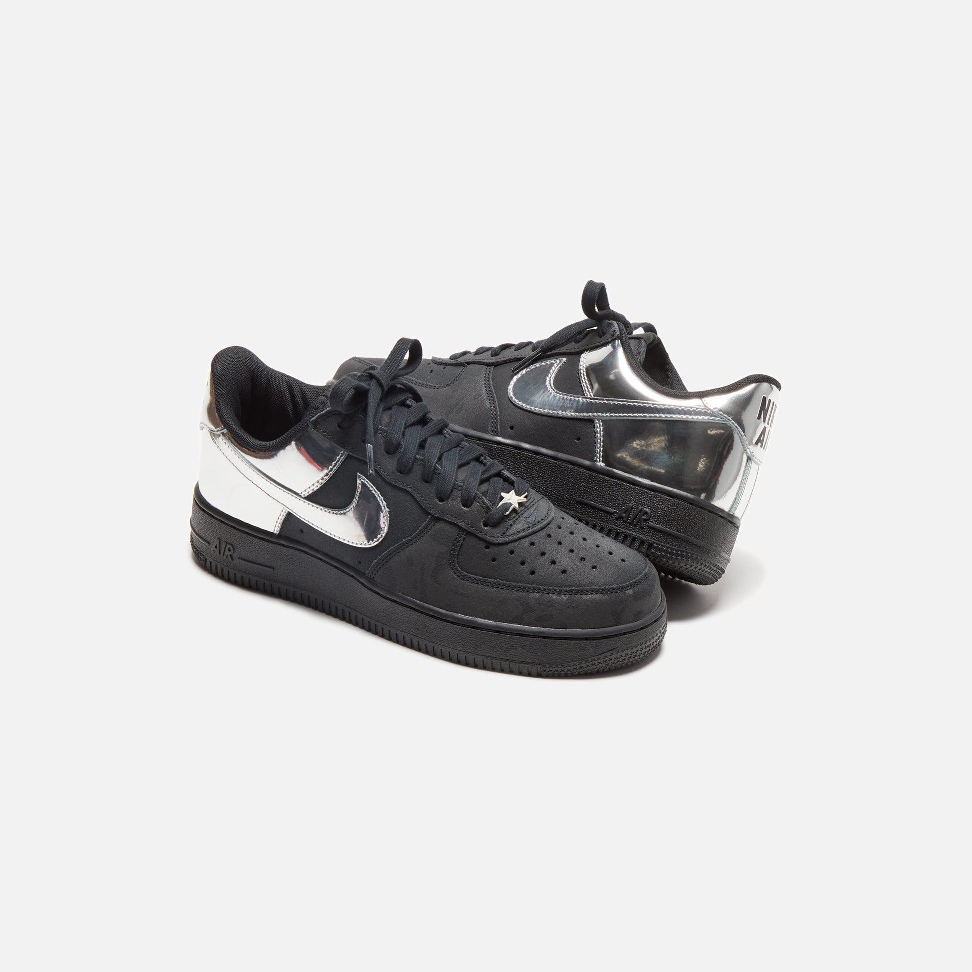 Men Kith Nike Air Force 1 - Black / Metallic Silver