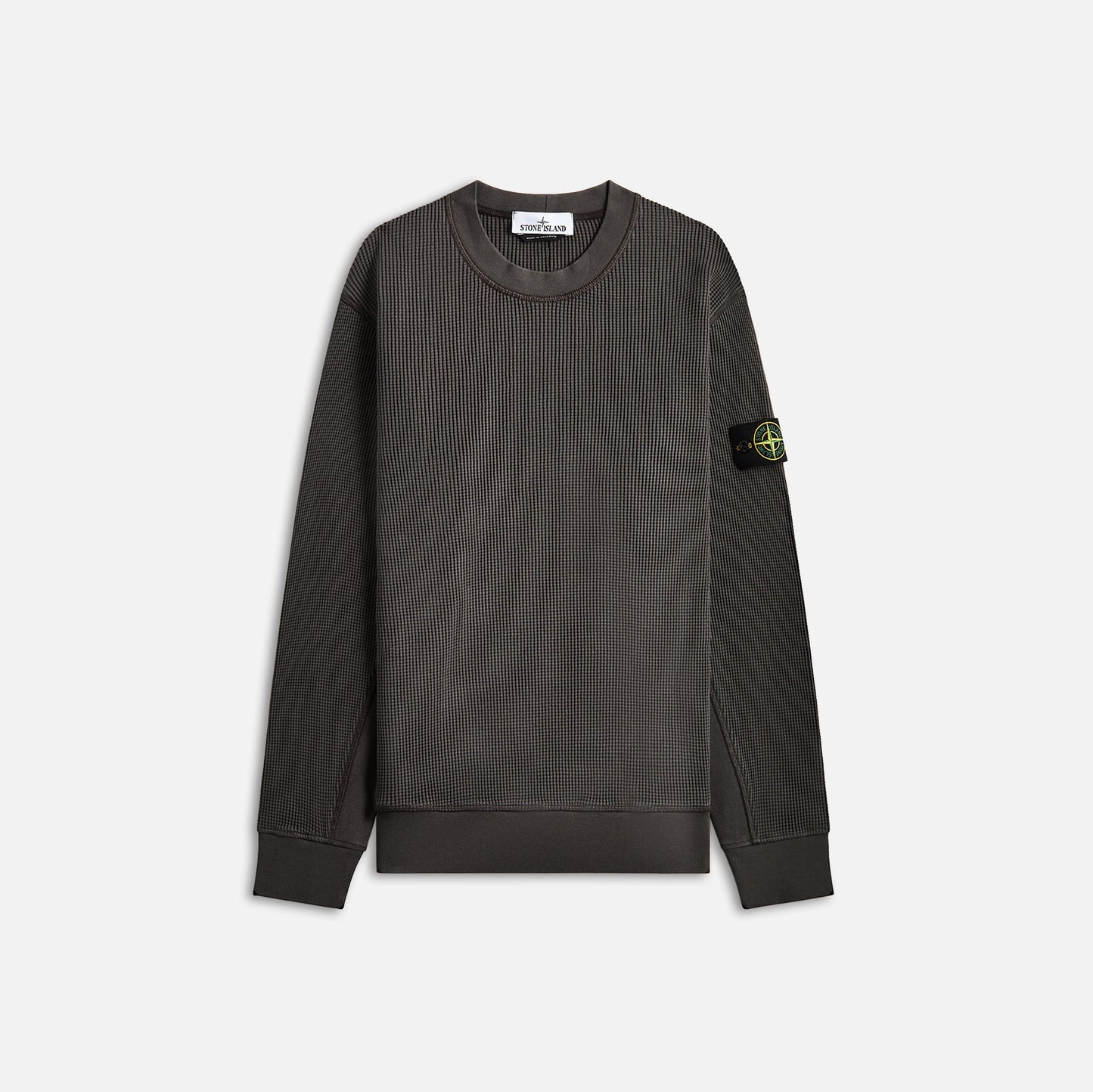 Men Kith Stone Island Cotton Waffle Fleece Sweatshirt - Charcoal